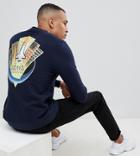 Asos Design Tall Sweatshirt With Nasa Print In Navy - Navy