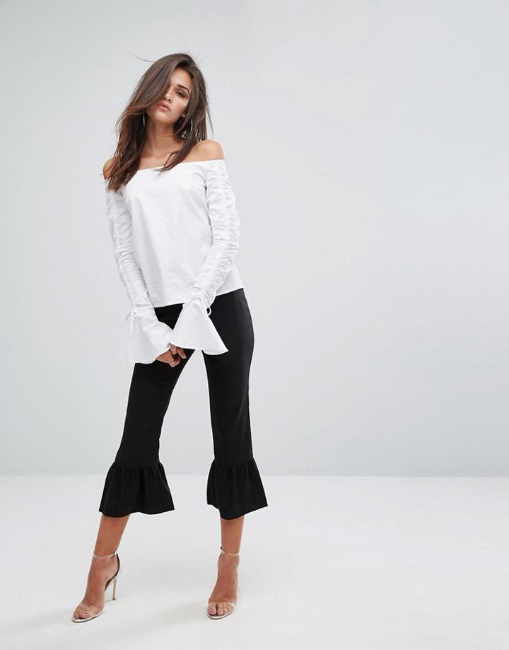 Fashion Union Frill Hem Pants - Black
