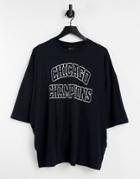 Asos Design Oversized T-shirt In Black Organic Cotton Blend With Chicago City Print