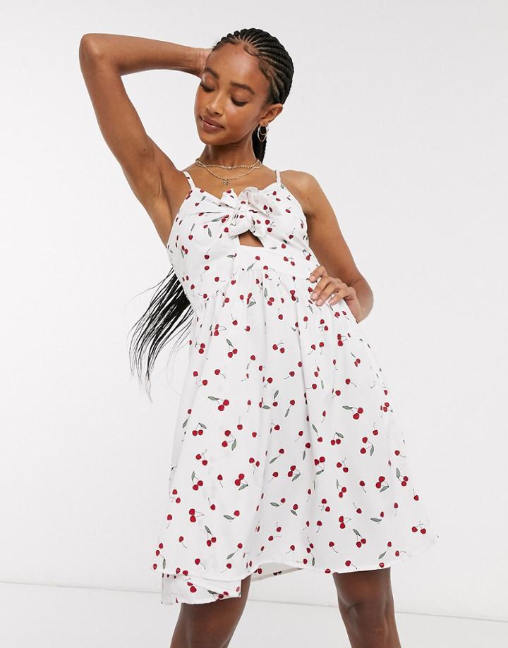 Only Mini Cut Out Skater Dress In White Stripe-multi