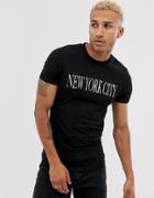 Asos Design Skinny T-shirt With City Print And Stretch