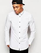 New Look Contrast Trim Collar Shirt With Long Sleeves In Regular Fit -