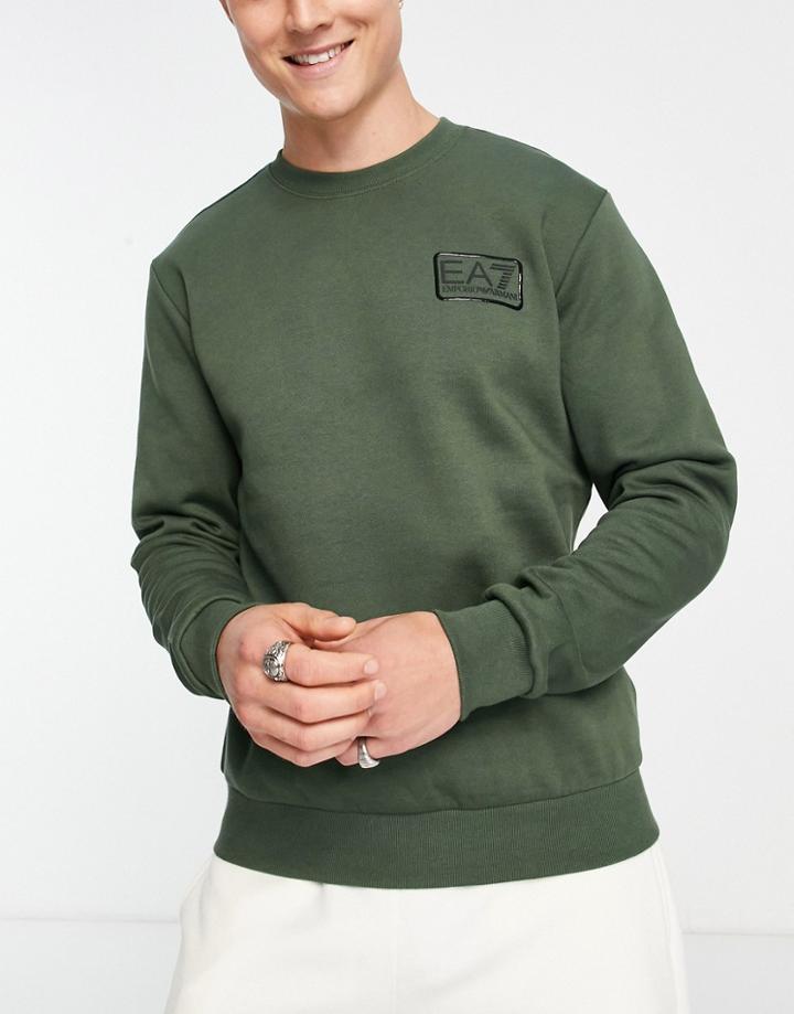 Armani Ea7 Contrast Logo Hoodie In Khaki-green