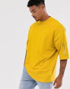 Asos Design Oversized Longline T-shirt With Ma1 Pocket In Yellow