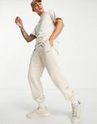 Adidas Originals Trefoil Linear Sweatpants In Beige With Leg Patch-neutral