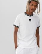 Kappa Authentic Basco T-shirt With Jacquard Neck And Sleeve And Chest Logo In White - White