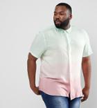 Asos Plus Regular Fit Shirt With Dip Dye - Pink