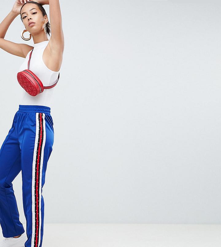 Asos Design Tall Track Pants With Studded Side Tape - Green