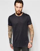 Asos Longline T-shirt With Burnout All Over Design - Gray