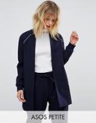 Asos Petite Longline Bomber With Raglan Sleeve Co-ord - Navy