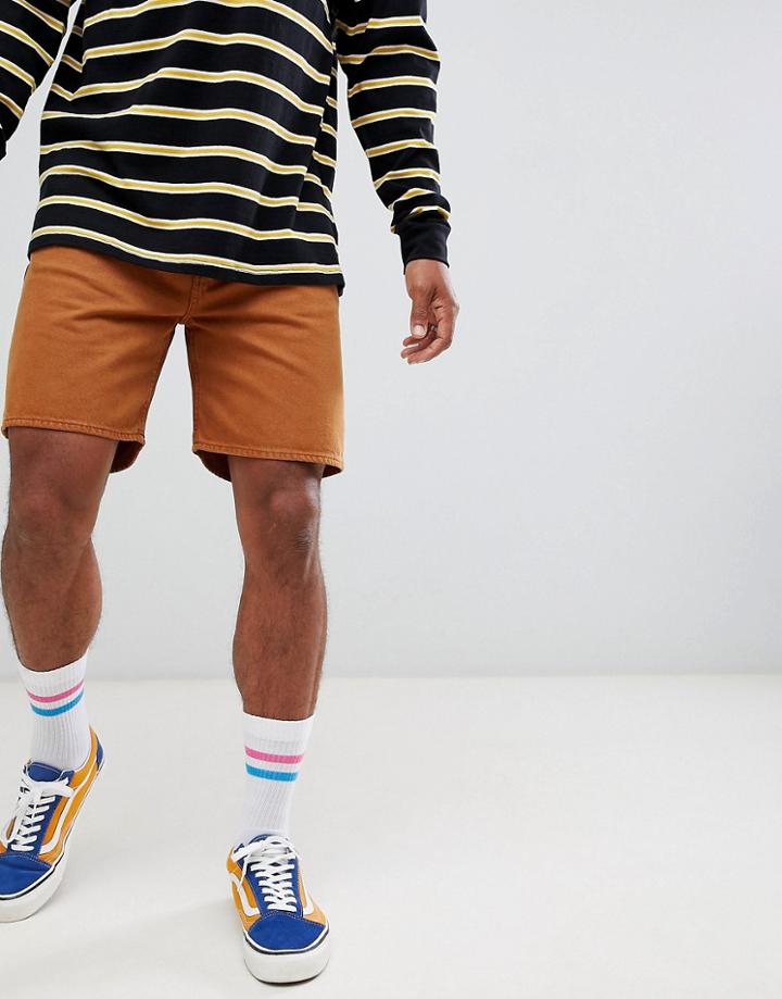 Weekday Vacant Denim Shorts Tobacco - Brown