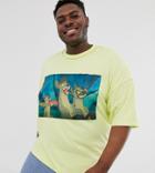 Disney The Lion King X Asos Design Plus Oversized T-shirt With Hyena Print-green