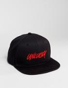 Asos Snapback Cap In Black With Unlucky Raised Embroidery - Black
