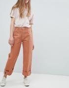 Pull & Bear Denim Two-piece Wide Leg Jeans In Terracota - Brown