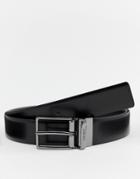 Hugo Galvo-g One Size Leather Logo Keeper Belt In Black - Black