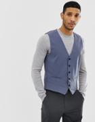 Selected Homme Slim Wedding Suit Vest With Stretch-blue