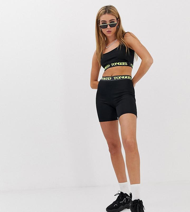 Crooked Tongues Short Legging With Branded Elastic - Black