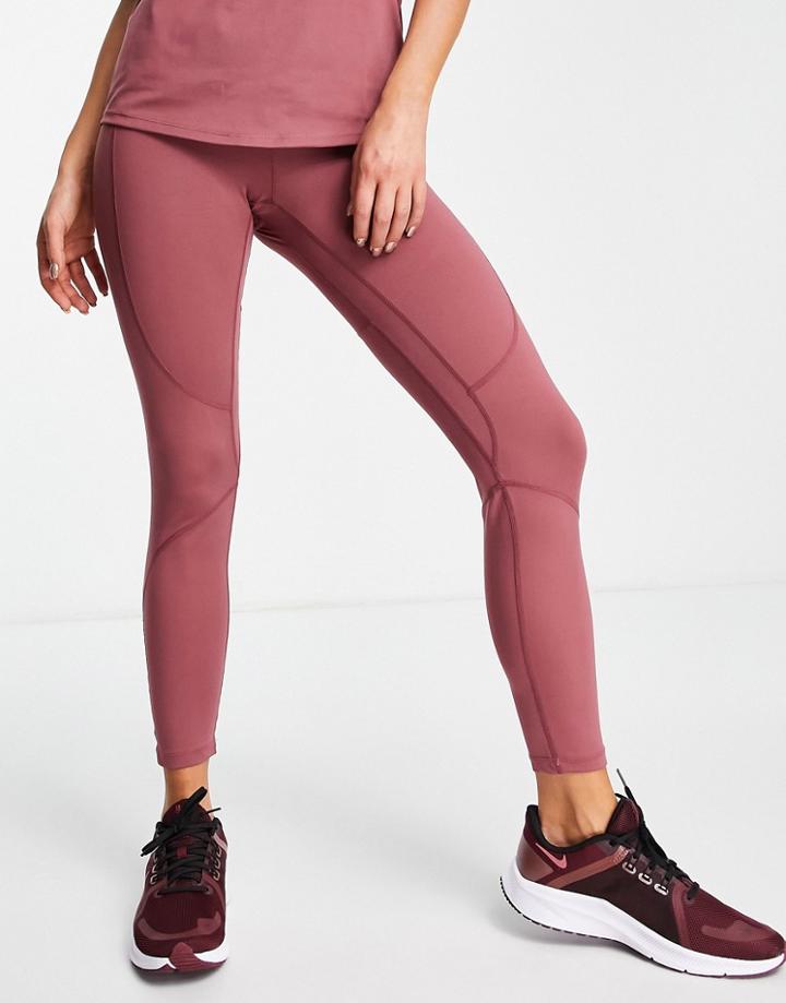 Urban Threads Banded Waistband Gym Leggings In Dusky Pink