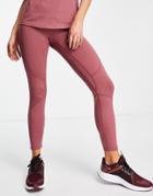 Urban Threads Banded Waistband Gym Leggings In Dusky Pink