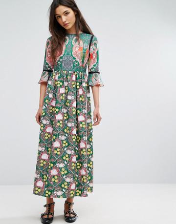 Comino Couture Flamingo Printed Maxi Dress - Multi
