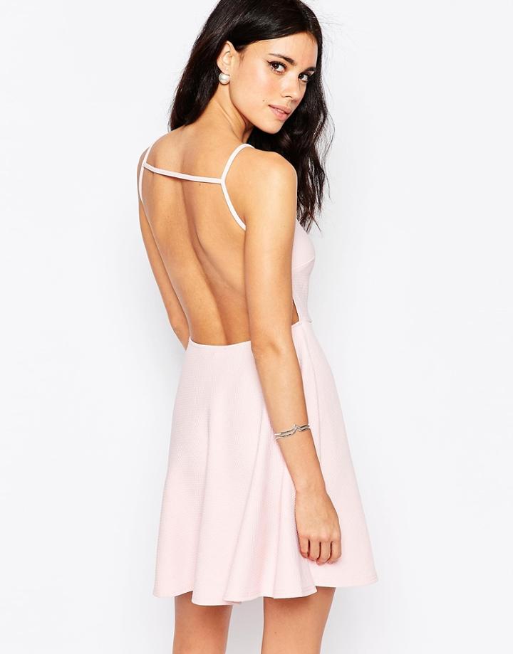 Oh My Love Backless Skater Dress - Pink