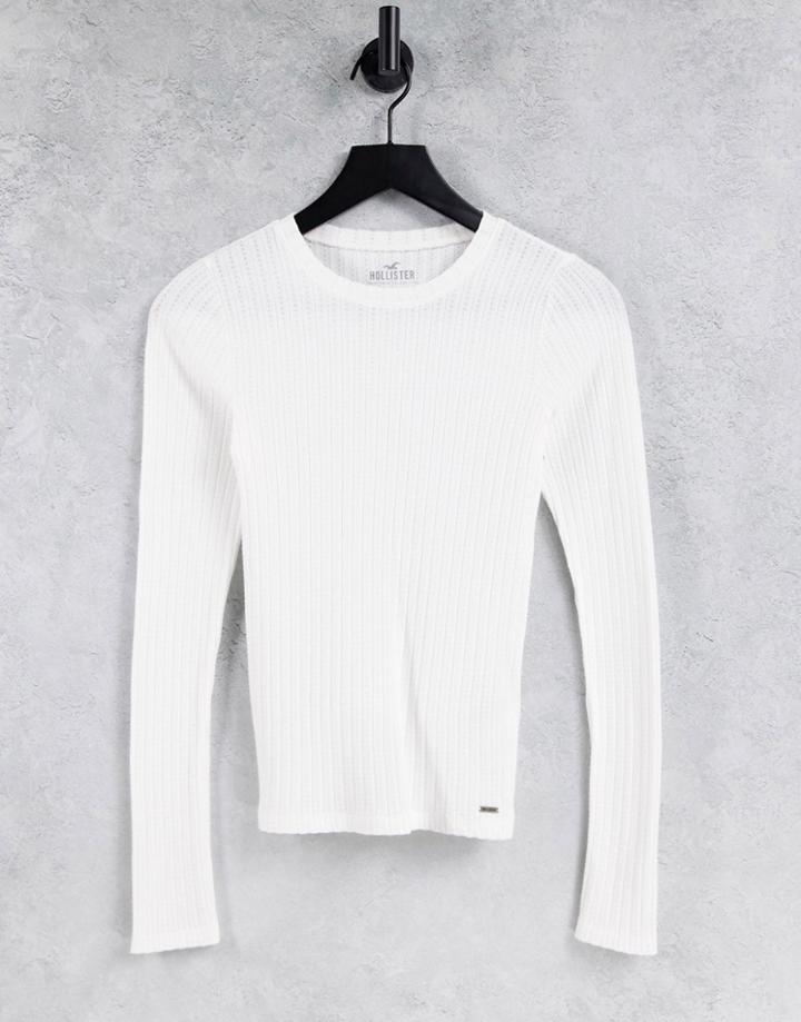 Hollister Long Sleeve Slim Rib T-shirt In White