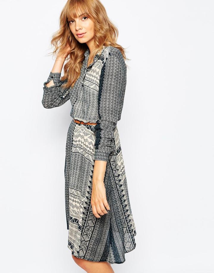 Vila Mixed Print Shirt Dress - Total Eclipse