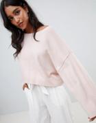 Micha Lounge Oversized Cropped Sweater - Pink