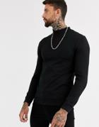 Asos Design Muscle Sweatshirt With Turtleneck In Black