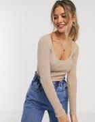 Asos Design Scoop Neck Ribbed Sweater In Recycled Blend-neutral