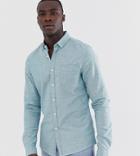 Asos Design Tall Slim Oxford Shirt In Blue