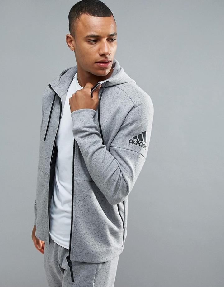 Adidas Athletics Stadium Full Zip Hoodie In Gray Bq1648 - Gray