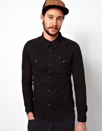 Lee Denim Shirt Western Slim Fit Pitch Black