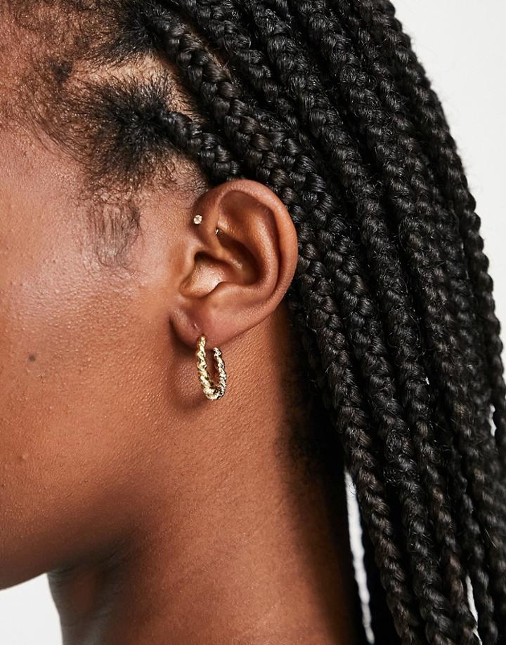 Pieces Twisted Hoop Earrings In Gold