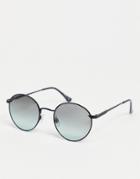 Jeepers Peepers Round Sunglasses In Black With Green Lens