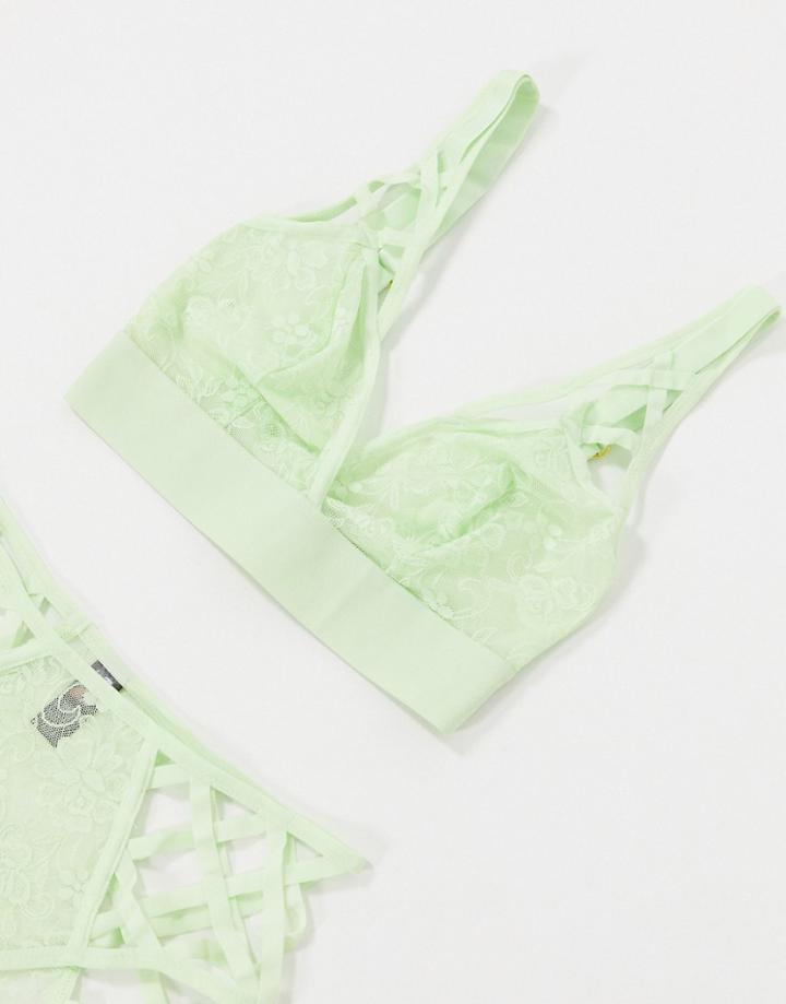 Tutti Rouge Fuller Bust Ella Strappy Detail Longline Bralette In Green