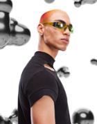 Asos Design Rave Wrap Sunglasses In Neon Green