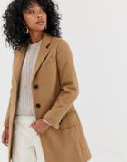 Gloverall Chesterfield Slim Tailored Coat In Wool Blend - Tan
