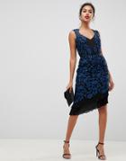 Lipsy Allover Lace Bodycon Dress With Frill Hem In Print-multi