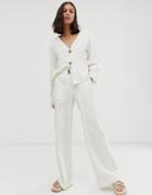 Native Youth Wide Leg Pants With Turn Up Two-piece - Cream
