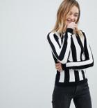Monki Color Stripe Knitted Sweater - Black