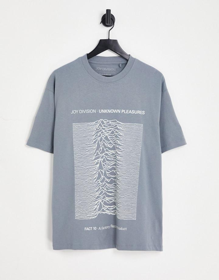 Pull & Bear X Joy Division Printed T-shirt In Gray