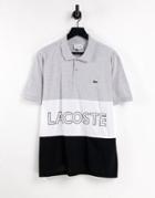 Lacoste Colour Block Large Logo Polo In Black/white/gray