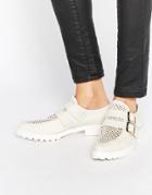 Miista Bhu Buckle Leather Flat Shoes - White