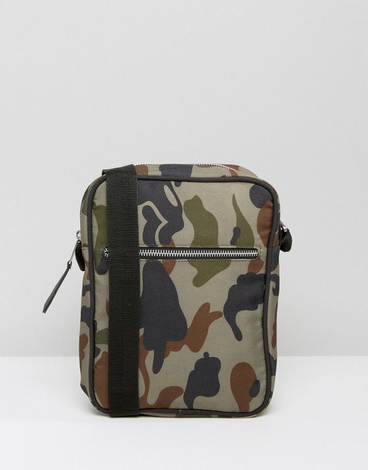 Asos Flight Bag In Camo - Green