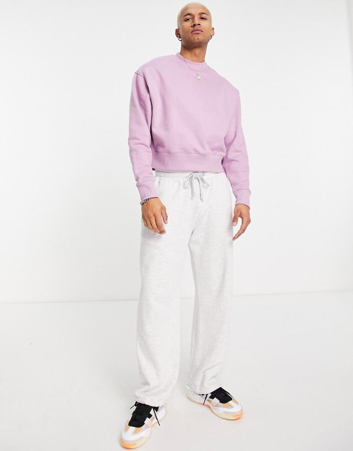 Asos Design Oversized Heavyweight Cropped Sweatshirt In Purple
