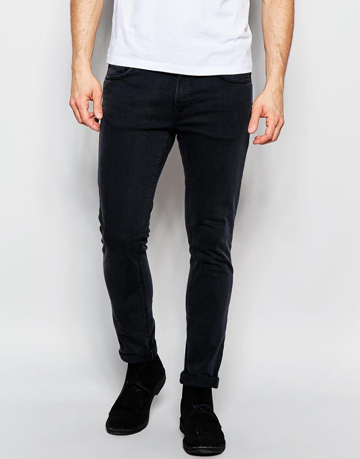 Nudie Jeans Lean Dean Slim Extreme Tapered Fit Misty Ridge Washed Black - Misty Ridge