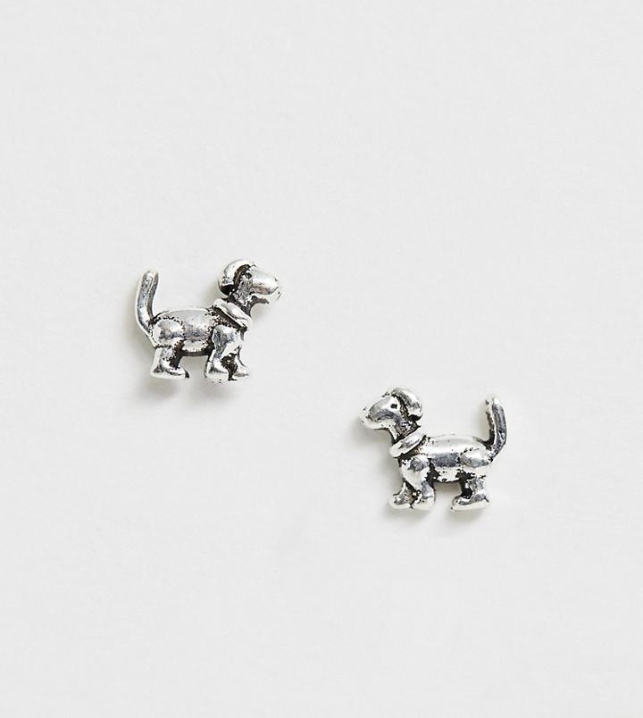 Kingsley Ryan Sterling Silver Dog Stud Earrings - Silver