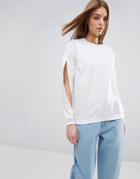 Asos White Top With Cut Out Sleeves - White