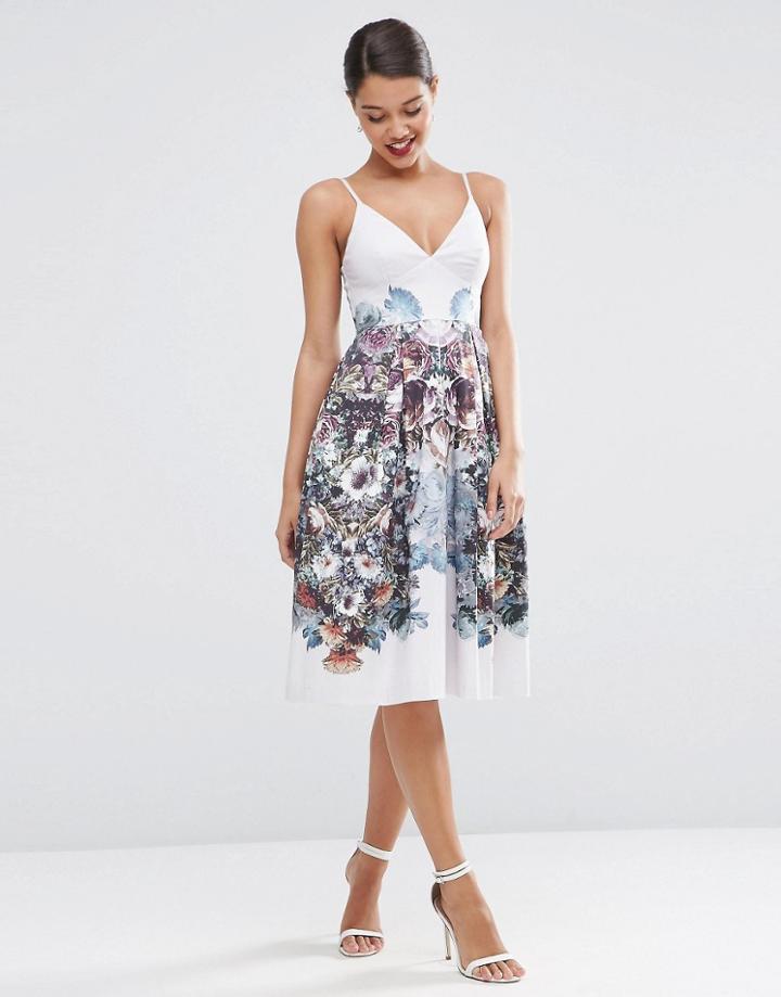 Asos Winter Forest Floral Pinny Midi Prom Dress - Multi